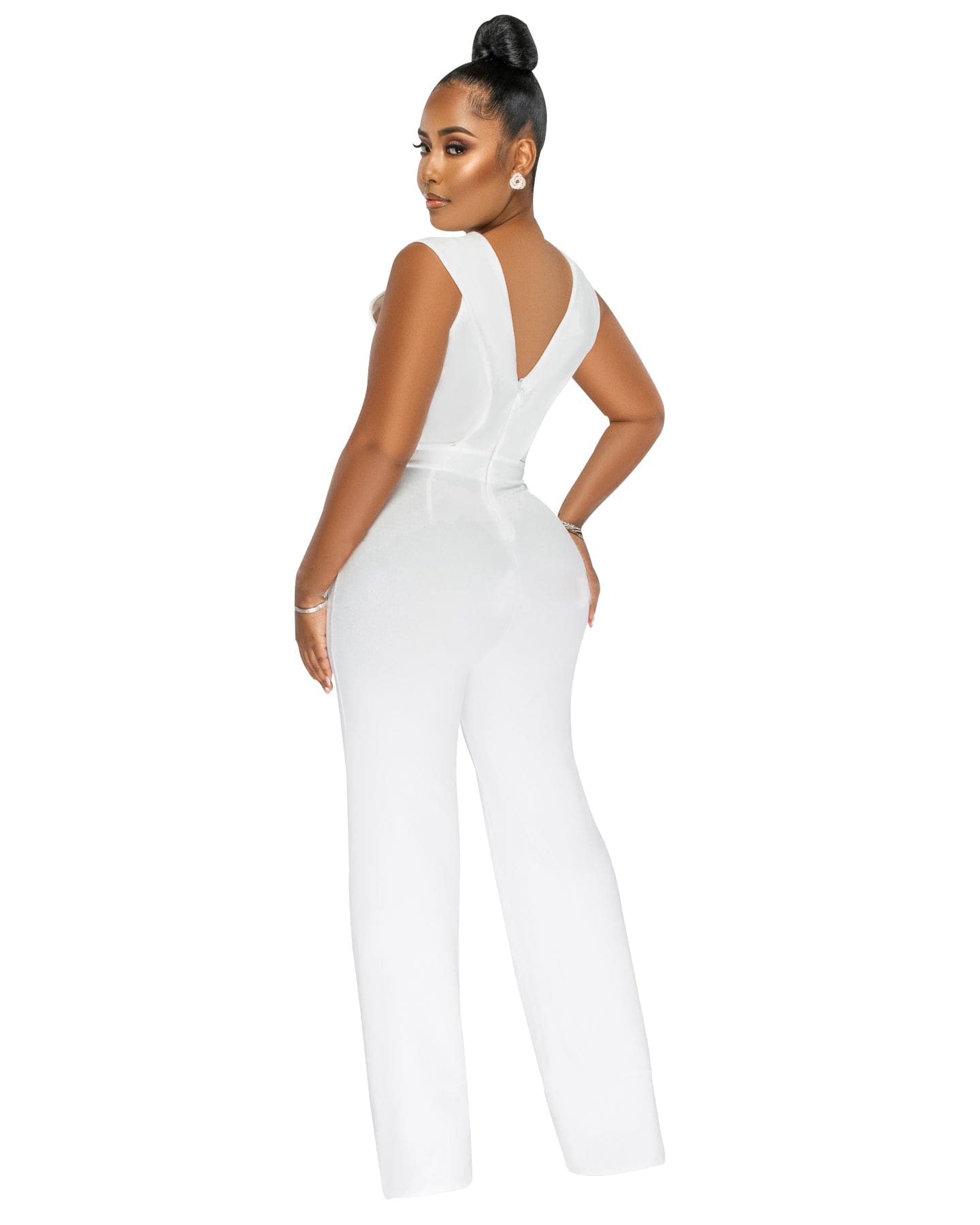 Trendy Women Clothes Womens Jumpsuit Elegant Sleeveless V Neck Pleated Bust Gold Link Jumpsuit Be Your Own Kind Of Beautiful