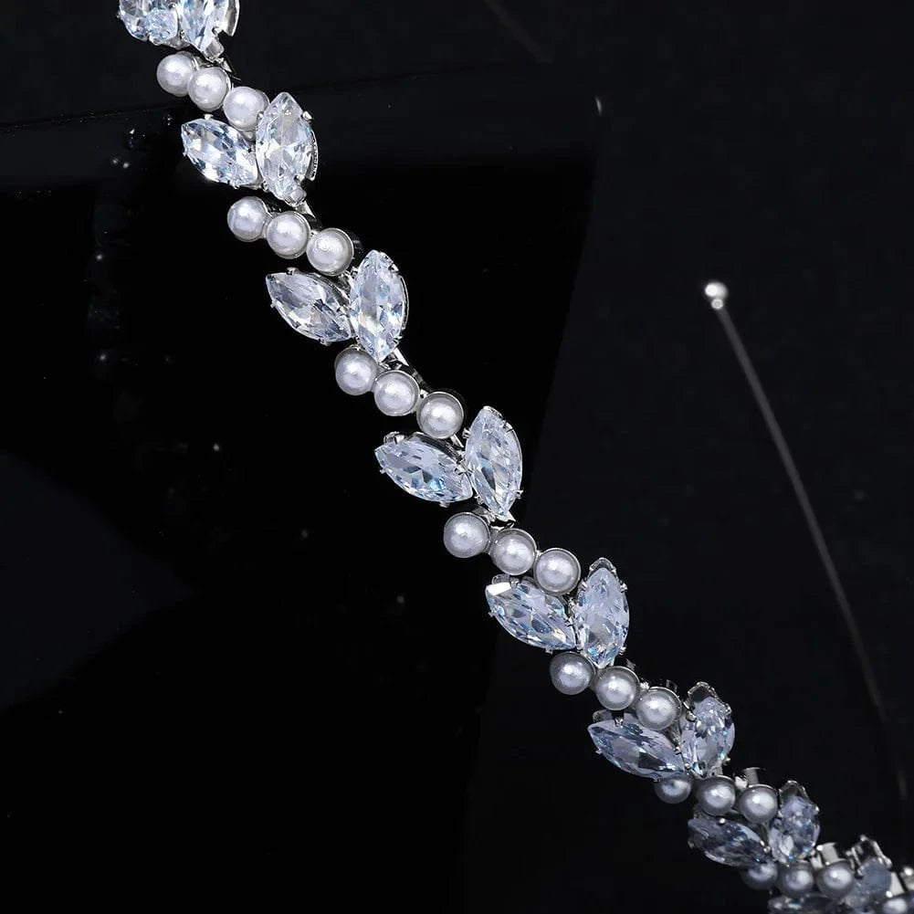 TS-J2954S Bride's Headpieces for Bridal Rhinestone Wedding Crowns and Tiaras Party Sparkle Pearl ZC Headband