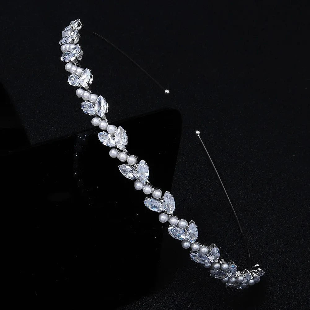 TS-J2954S Bride's Headpieces for Bridal Rhinestone Wedding Crowns and Tiaras Party Sparkle Pearl ZC Headband