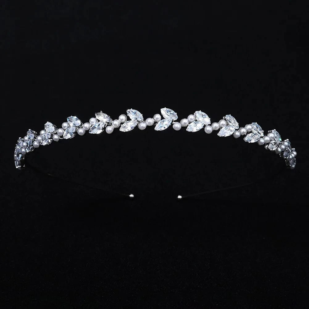 TS-J2954S Bride's Headpieces for Bridal Rhinestone Wedding Crowns and Tiaras Party Sparkle Pearl ZC Headband