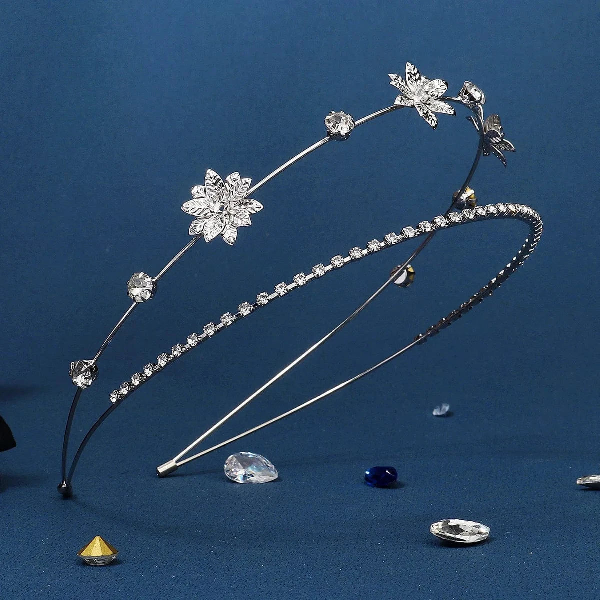 TS-J3084S Drop shipping Silver Color Metal Flower Headband Party Girls Hot Sale Wedding Bride Crystal Tiaras for Bridal Hairband For Party