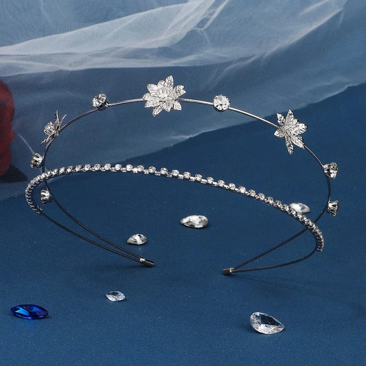 TS-J3084S Drop shipping Silver Color Metal Flower Headband Party Girls Hot Sale Wedding Bride Crystal Tiaras for Bridal Hairband For Party