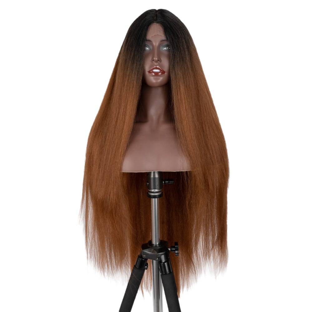 TT1B/C30 Super Long and Soft Silky Straight Ombre Heat Resistance Synthetic Lace Front Wig Blonde Synthetic Wig For Black Women