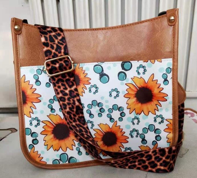 Turquoise Sunflower Fashion Women Handbags Shoulder Purse PU Leopard Tote Set  Strap Bag Ahdorned Vegan Leather Messenger Bag Drop Shipping