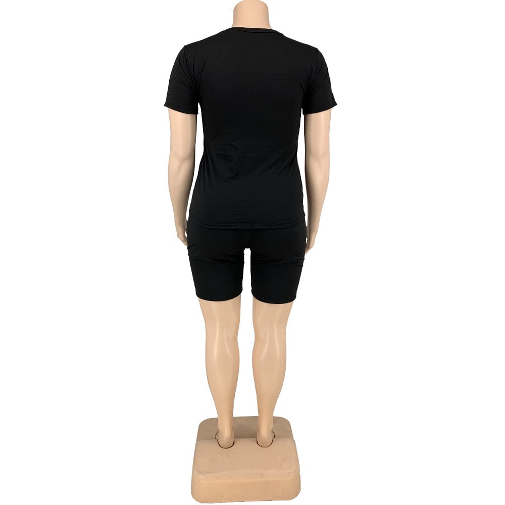 Two Piece Sets Women Plus Size Clothes 5xl Fashion Casual Crewneck T Shirts 2 Piece Short Set Women Biker Shorts Set