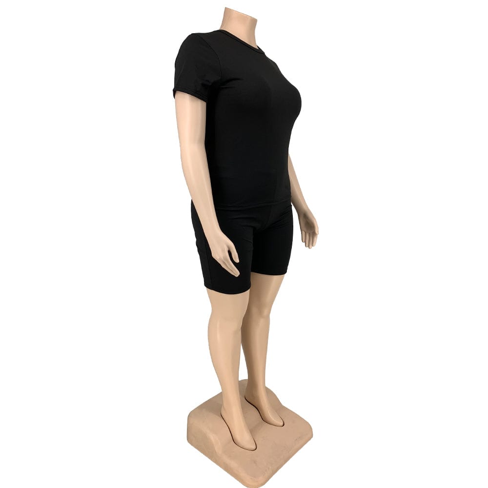 Two Piece Sets Women Plus Size Clothes 5xl Fashion Casual Crewneck T Shirts 2 Piece Short Set Women Biker Shorts Set