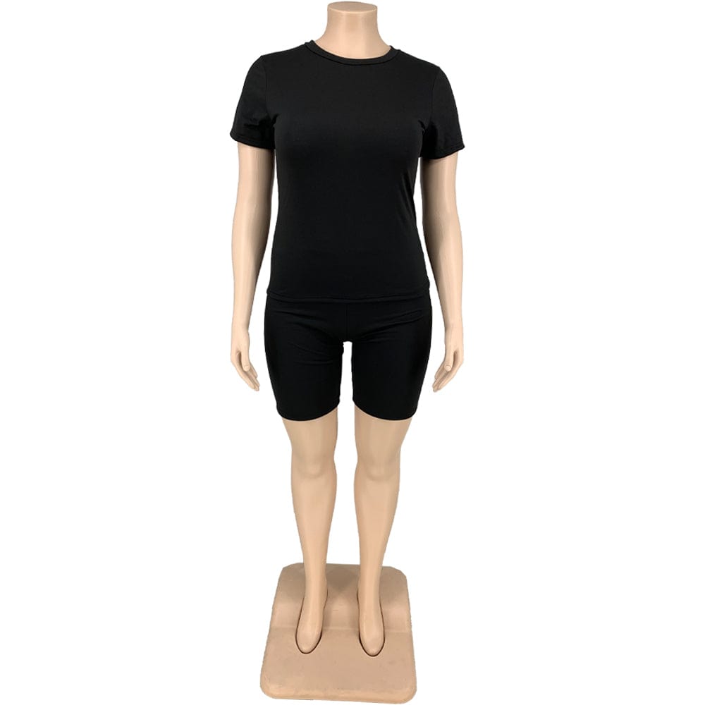 Two Piece Sets Women Plus Size Clothes 5xl Fashion Casual Crewneck T Shirts 2 Piece Short Set Women Biker Shorts Set