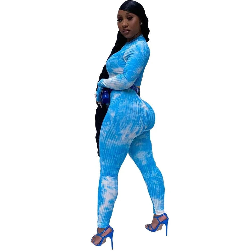 Two Piece Womens Suits Tie Dye Tracksuit Womens Jogging Set 2 Piece Tie dye Printing Pants Women Clothing Two Piece Set