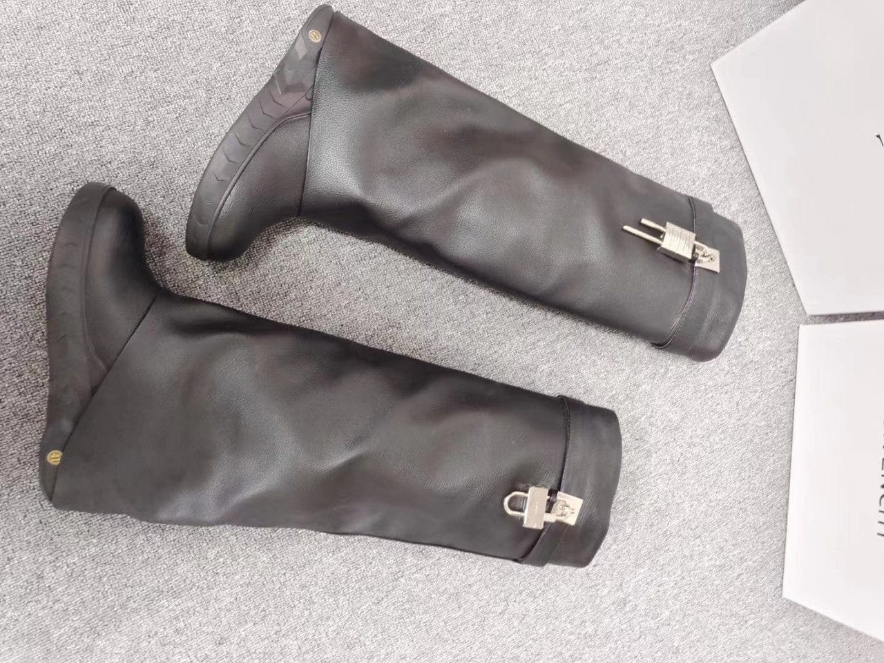 TX  2023 Autumn/Winter round toe large size designer boots shoes women straight rubber bottom long leather boots