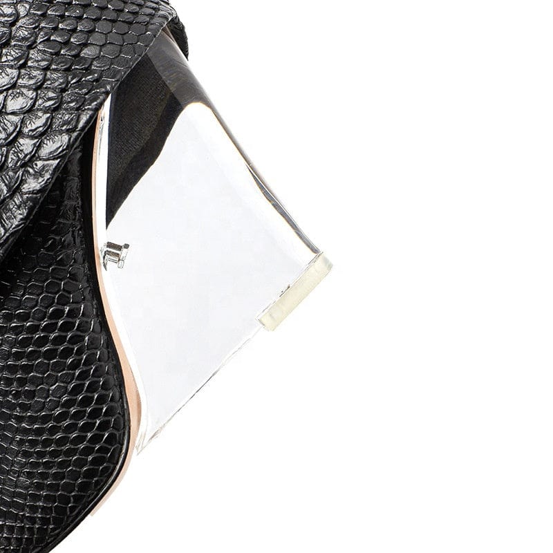 TX High quality jelly sole heeled long pant boots women knee shark lock croc-effect fashion winter boots