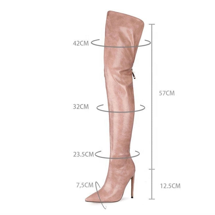 TX Latest New Stiletto High-Heel Over Knee Boots Back Zipper Silver Designer Fashion Women's Thigh High Boots
