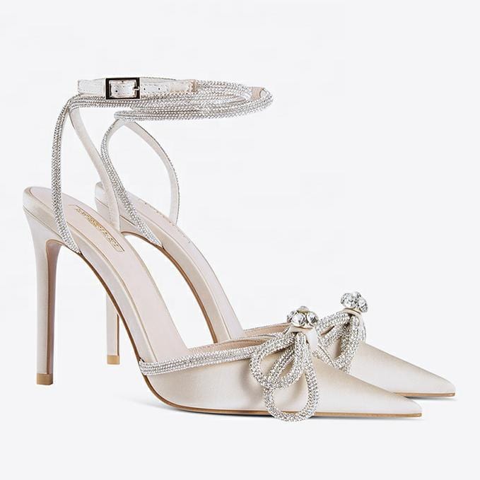 TX New Arrivals designer brand sexy crystal bow knot stiletto heels sandals women 2022