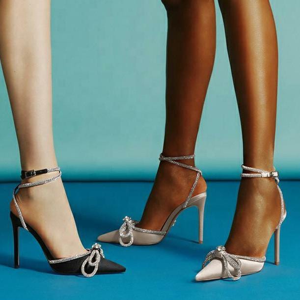 TX New Arrivals designer brand sexy crystal bow knot stiletto heels sandals women 2022