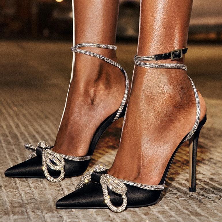 TX New Arrivals designer brand sexy crystal bow knot stiletto heels sandals women 2022