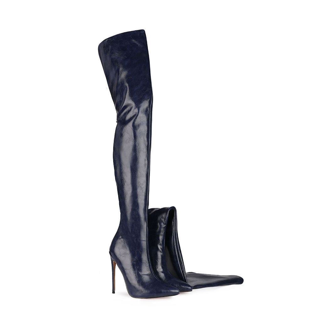 TX New in stiletto heel back zip women fashion boots shoes branded leather thigh high womens boots 2022