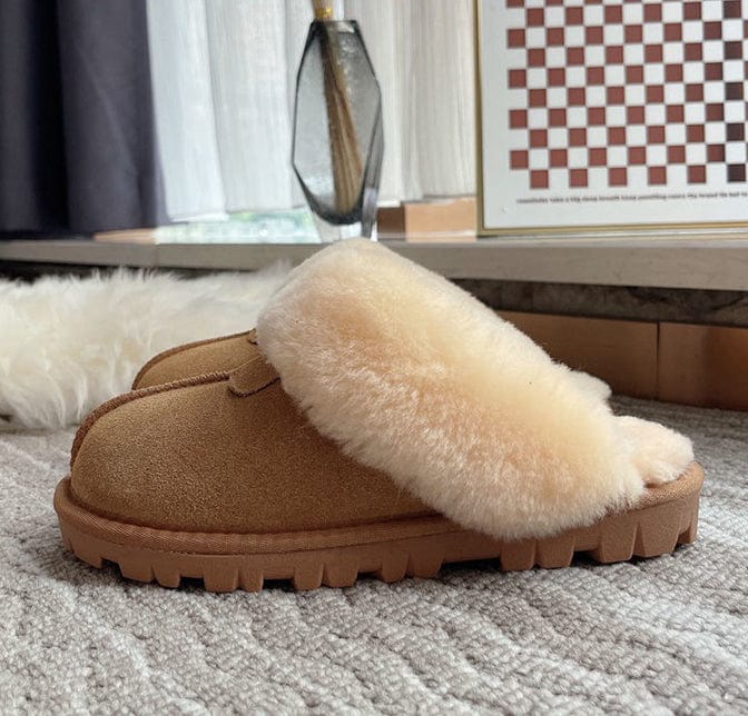 TX new style woolen faux fur slippers winter slipper round head outdoor suede snow boots women winter slippers