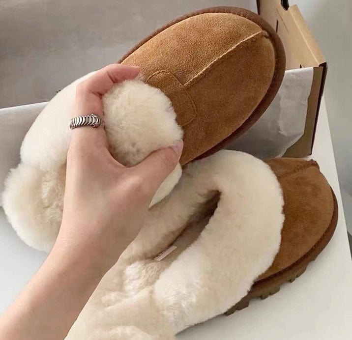 TX new style woolen faux fur slippers winter slipper round head outdoor suede snow boots women winter slippers