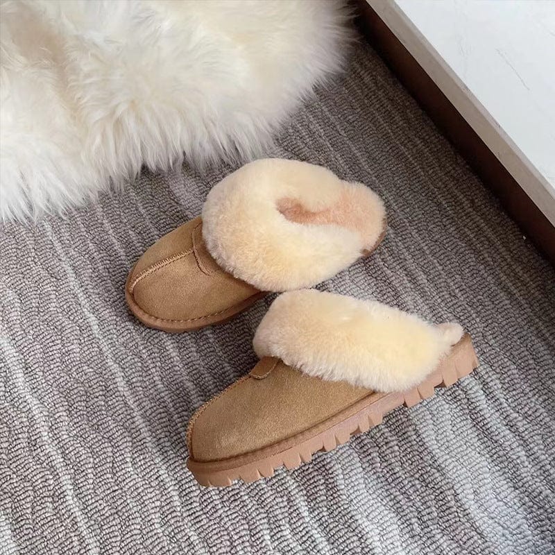 TX new style woolen faux fur slippers winter slipper round head outdoor suede snow boots women winter slippers