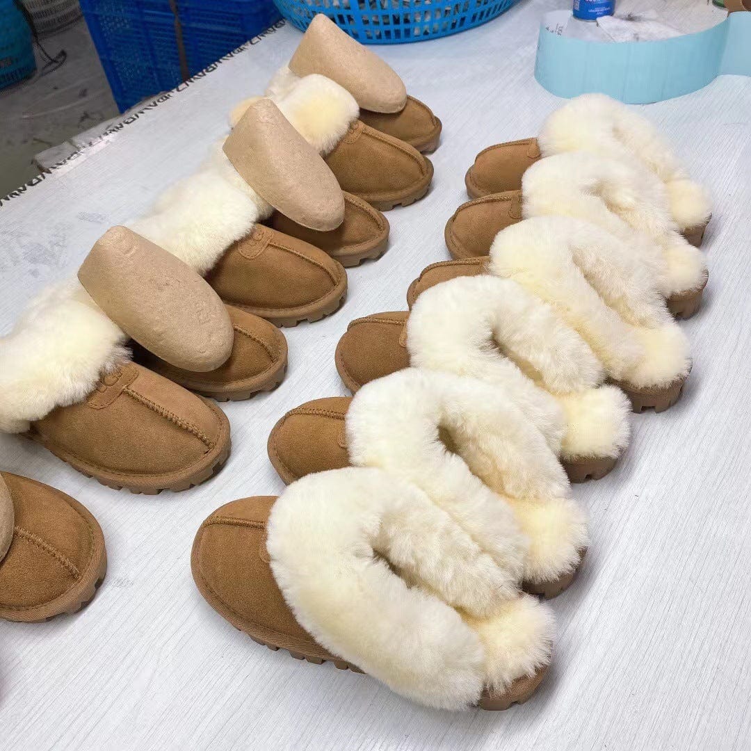 TX new style woolen faux fur slippers winter slipper round head outdoor suede snow boots women winter slippers