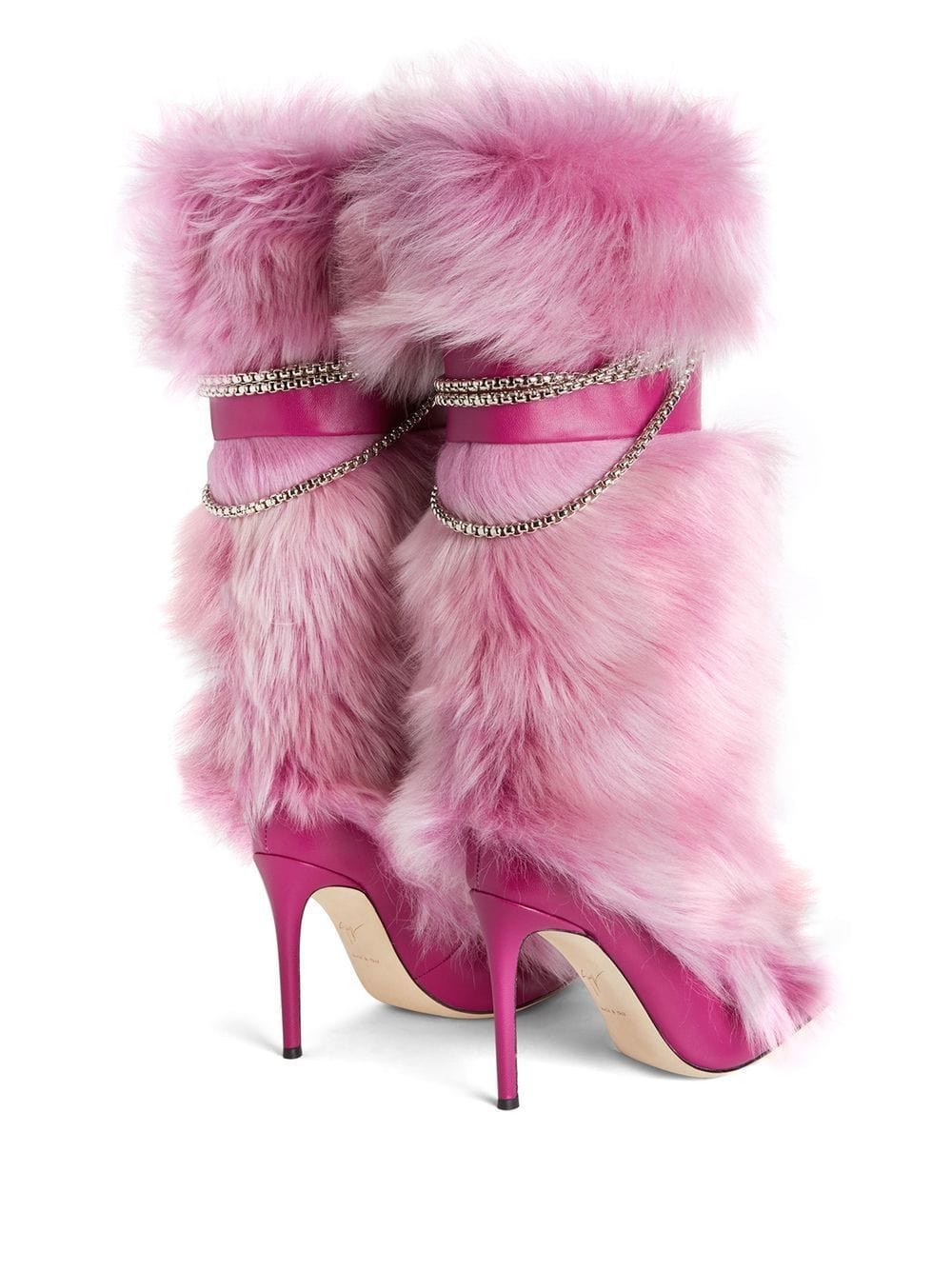 TX New winter full top layer cowhide fox fur high Pink high heeled boots