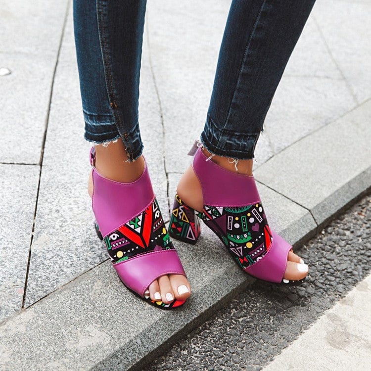 TX Spring and summer new fashion sandals women colorblock sandals summer thick heel designer sandals