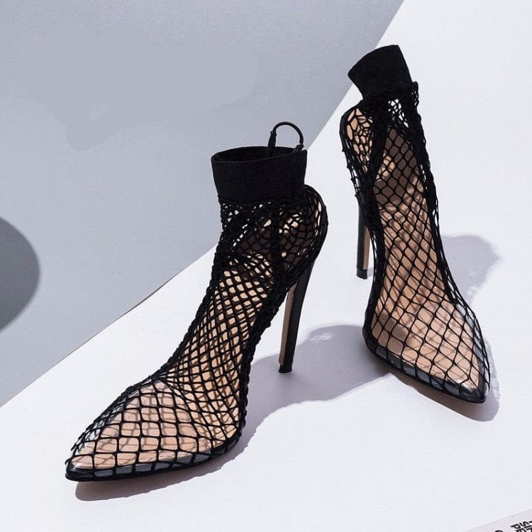 TX Transparent sandals feminine pointed toe high heels stiletto summer mesh women's ladies sandals 2022