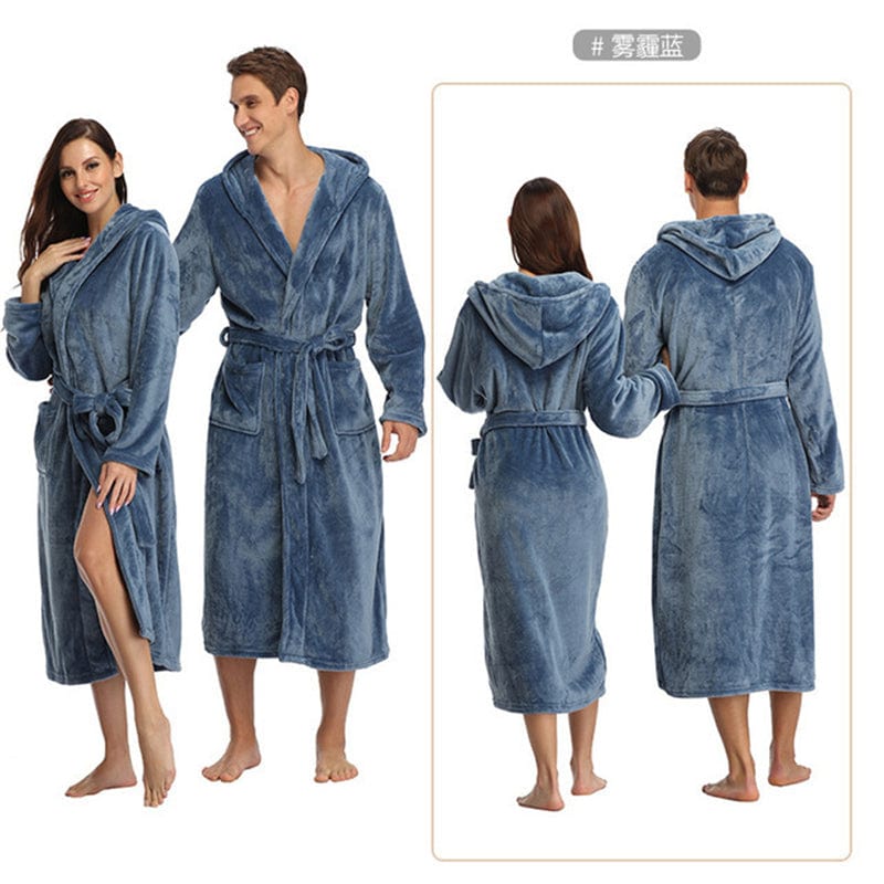 unisex winter warm soft terry cloth flannel bathrobes women's warm plus size 1 piece long sleeve robe pajama gown for women