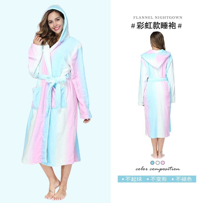 unisex winter warm soft terry cloth flannel bathrobes women's warm plus size 1 piece long sleeve robe pajama gown for women