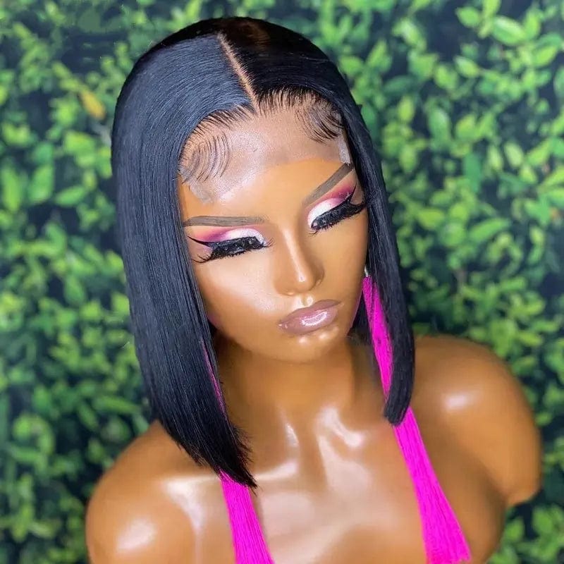Unprocessed Brazilian Human Hair Natural Black Color Straight Cuticle Aligned With Baby Hair Lace Front Wigs