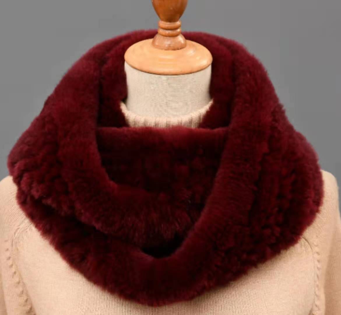 V03 Winter New Luxury Warm Rex Rabbit Fur Fluffy Furry Women Fur Scarves Ladies Soft Volume Neck Ring Scarves