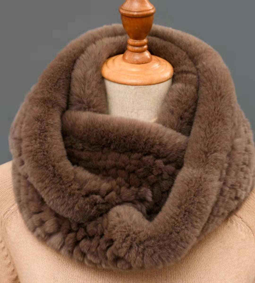 V09 Winter New Luxury Warm Rex Rabbit Fur Fluffy Furry Women Fur Scarves Ladies Soft Volume Neck Ring Scarves