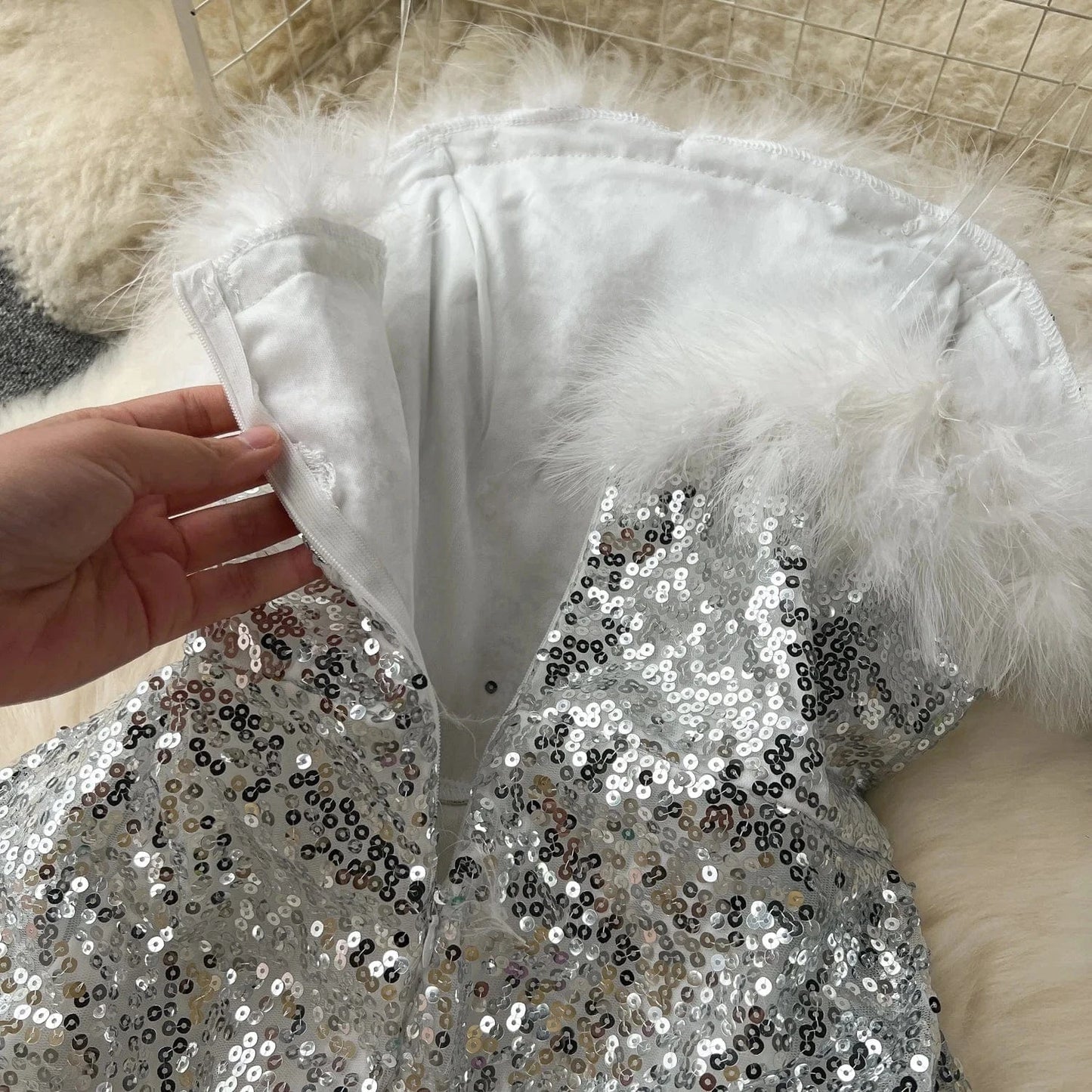 Vestidos Ostrich Feather Dress Formal Elegant Dresses Women Evening Party Dress