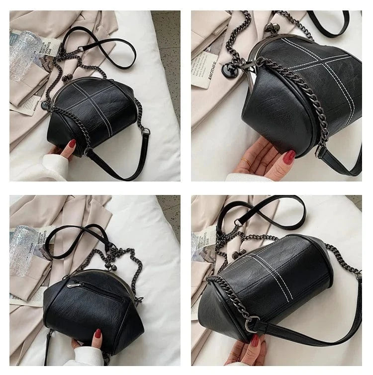 Vintage Fashion Crossbody Bags For Women Thread Large Capacity PU Leather Shell Purses And Handbags 2024 Luxury Designer Bag