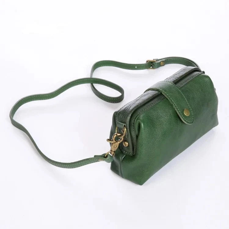 Vintage Genuine Leather Crossbody Shoulder Bag with Shoulder Straps Messenger Bag For Women