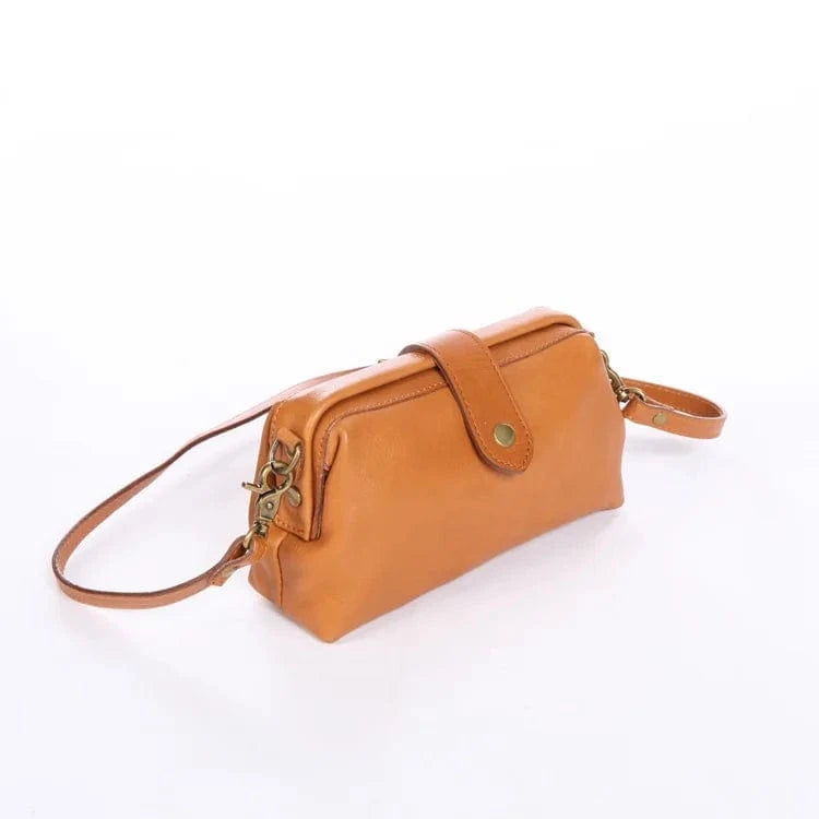 Vintage Genuine Leather Crossbody Shoulder Bag with Shoulder Straps Messenger Bag For Women