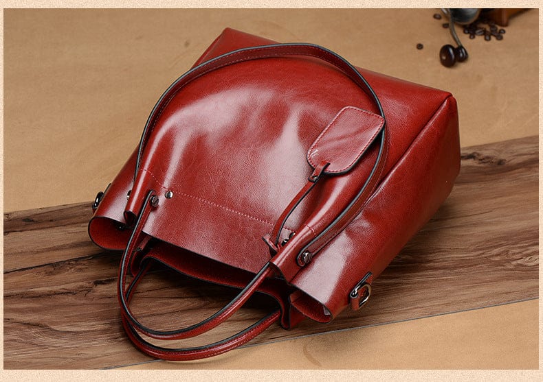 Vintage style Genuine leather women hand bags luxury ladies shoulder clutch tote bag oil custom design handbags for women