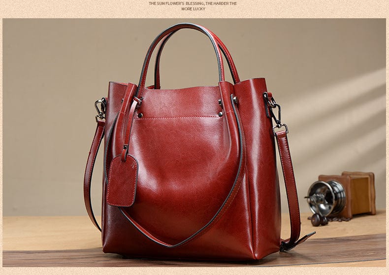 Vintage style Genuine leather women hand bags luxury ladies shoulder clutch tote bag oil custom design handbags for women