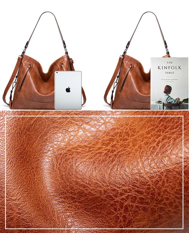 Vintage Three Way Handbags for Women Medium Designer Ladies Hobo bag Bucket Purse Faux Leather Lakin Handbag