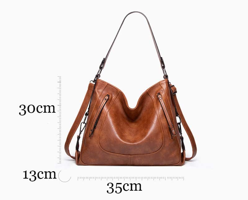 Vintage Three Way Handbags for Women Medium Designer Ladies Hobo bag Bucket Purse Faux Leather Lakin Handbag