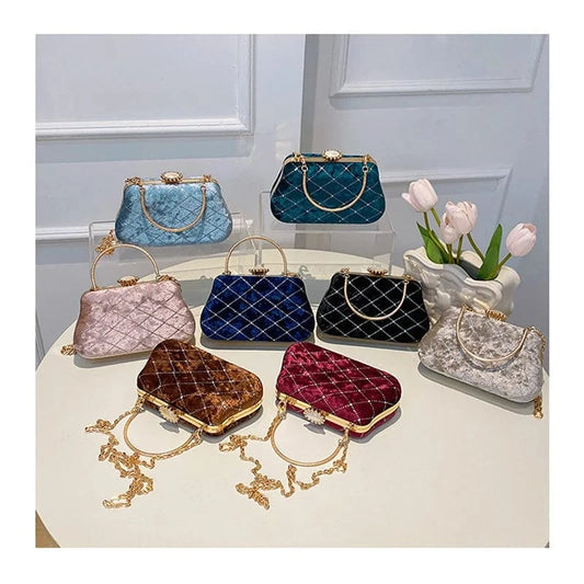 Vintage Women Party Box Clutch Bag Velvet Exquisite Design Elegant Clutches For Ladies Girls Wedding Purse Luxury Evening Bag