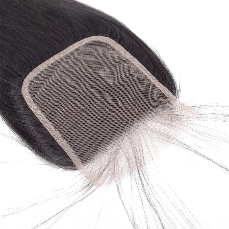Virgin Hair Free Middle Three Parting Straight Wave Silk Top Closure Hair