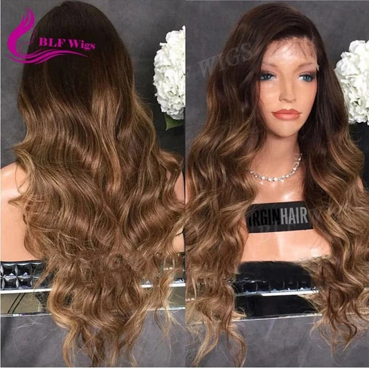 virgin Indian remy human hair glueless full lace wigs, light ash brown human hair wig elastic band