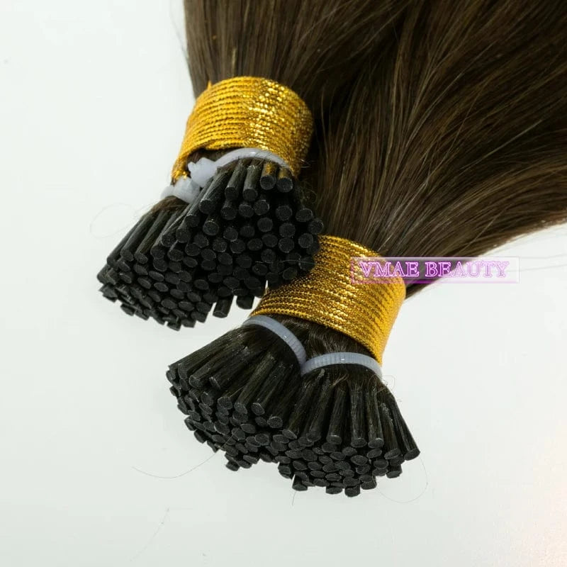 VMAE 100g Cuticle Aligned #1 #1b #2 #4 Bone Straight Double Drawn Raw Virgin Keratin Stick I Tip Human Hair Extensions Wholesale