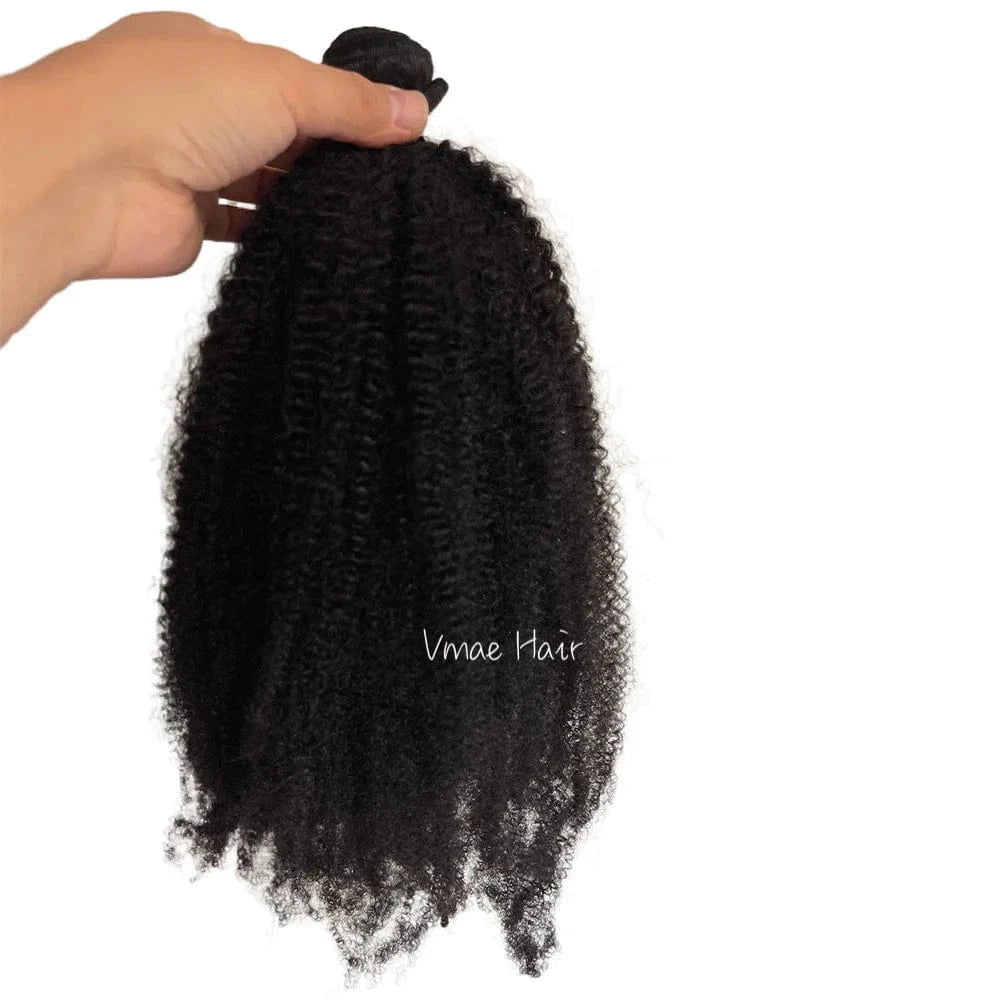VMAE 3B Style Virgin Human Hair Extension 100g Indian Kinky Curly Afro 4A 4B 4C Bundles Cuticle Aligned Natural Black Weft