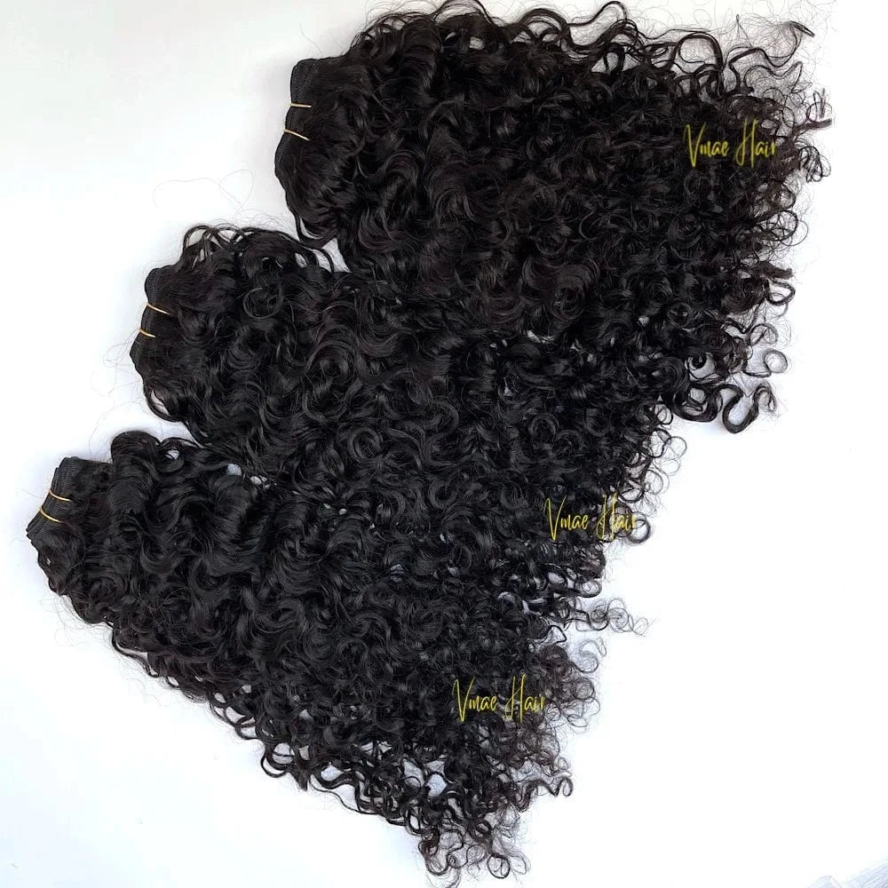 VMAE 3B Style Virgin Human Hair Extension 100g Indian Kinky Curly Afro 4A 4B 4C Bundles Cuticle Aligned Natural Black Weft