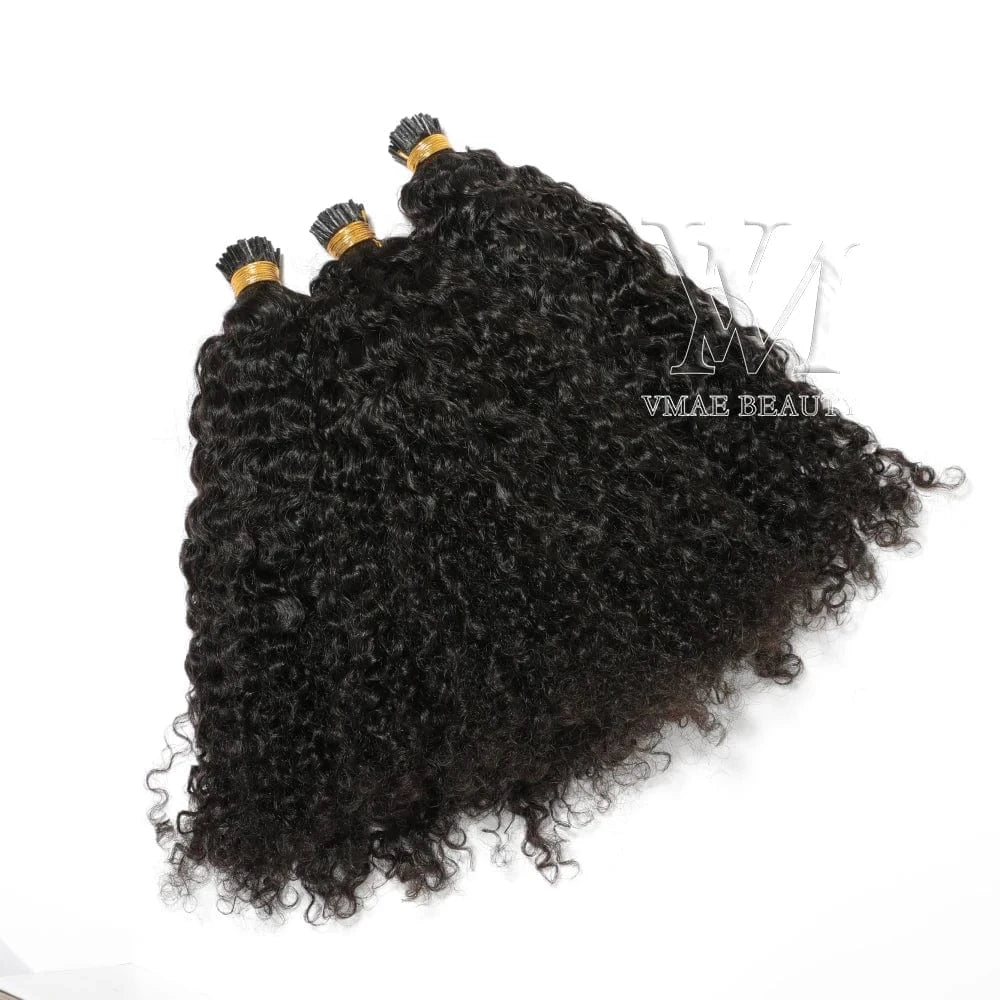 Vmae 4A 4B 3C Afro Kinky Curly Raw Vietnamese Nail K Tips Keratin 100% Human Remy Hair V U Flat I Tip Hair Extensions Human Hair