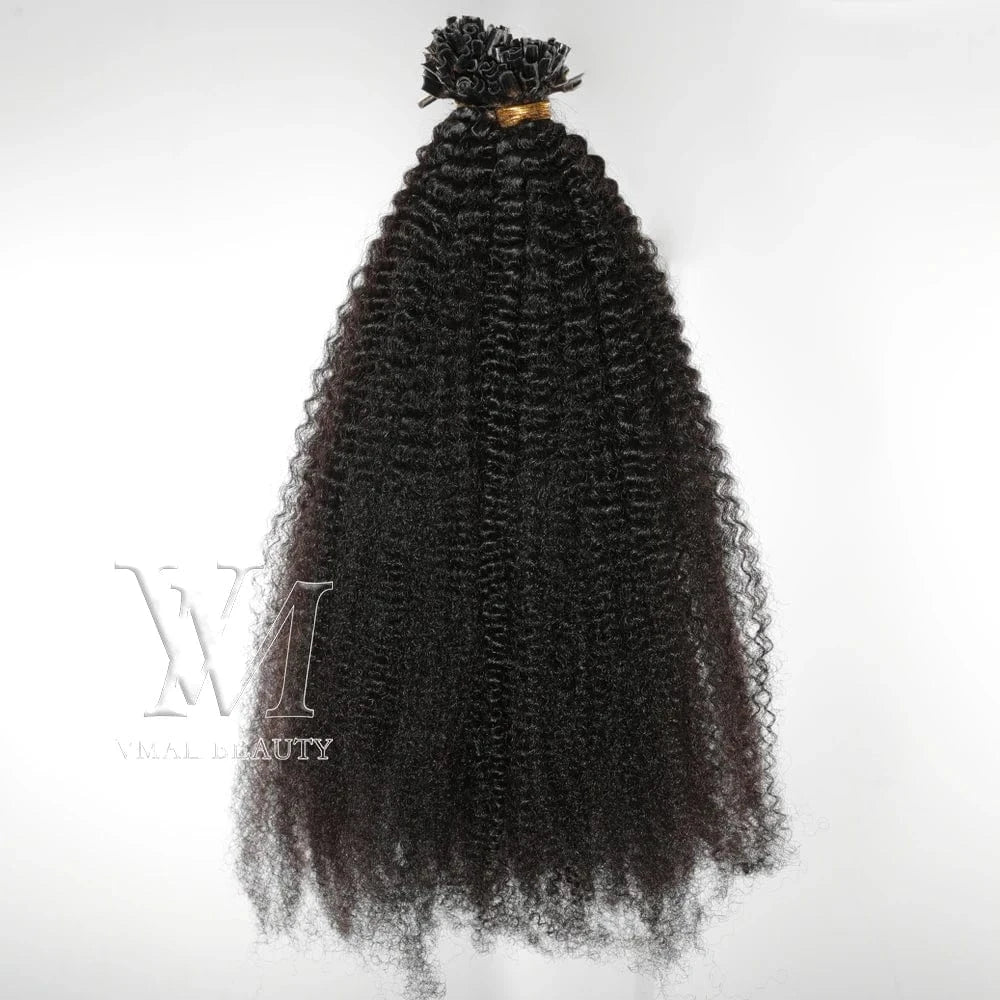Vmae 4A 4B 3C Afro Kinky Curly Raw Vietnamese Nail K Tips Keratin 100% Human Remy Hair V U Flat I Tip Hair Extensions Human Hair