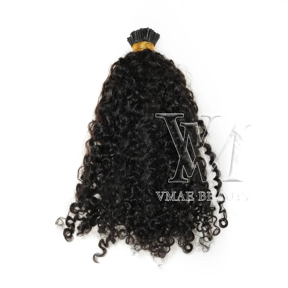Vmae 4A 4B 3C Afro Kinky Curly Raw Vietnamese Nail K Tips Keratin 100% Human Remy Hair V U Flat I Tip Hair Extensions Human Hair