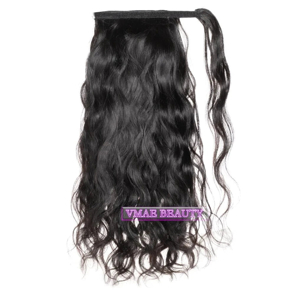 VMAE Brazilian 100g Raw Virgin Cuticle Aligned Hair Natural Wave Wrap Around Ponytail Human Hair Extensions