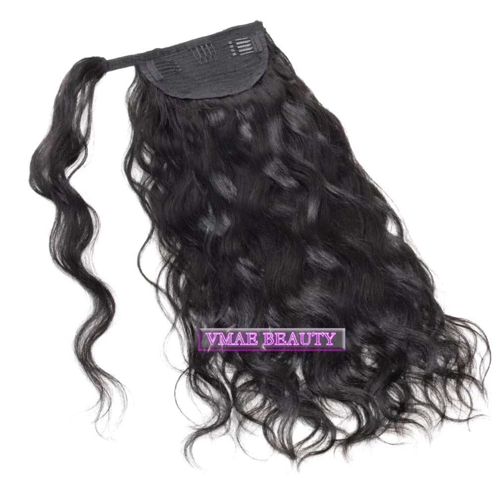 VMAE Brazilian 100g Raw Virgin Cuticle Aligned Hair Natural Wave Wrap Around Ponytail Human Hair Extensions